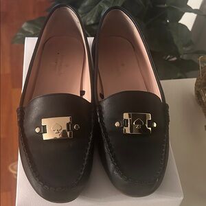 Kate Spade Black Flats with Gold Buckle